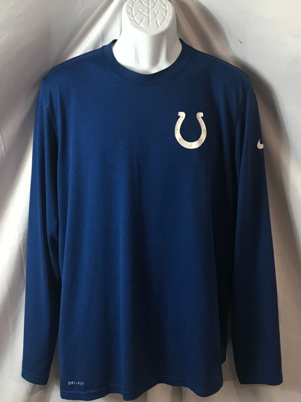 Nike Indianapolis Colts NFL Activewear Athletic Sport Cut Long Sleeve Tee Shirt